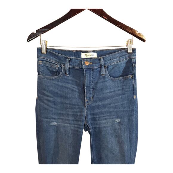 Madewell Roadtripper High Rise Distressed Raw Hem Skinny Jeans Women's 27T - Picture 4 of 9